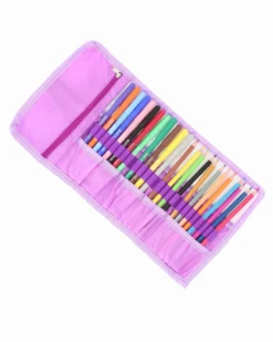 STITCH - ASTUCCIO LILLA ROLL CON 12 PENNARELLI GIOTTO E 12 PASTELLI