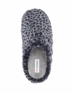 SUPERGA - Pantofole blu maculate pelose