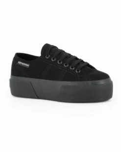 SUPERGA - SCARPA 3790 PLATFORM IN CAMOSCIO NERO DA DONNA