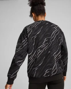 SWEAT ESS+ANIMAL AOP CREW FL BLACK