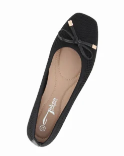 TATOO - Ballerina nera intrecciata con fiocco