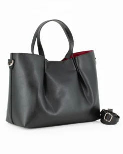 TATOO- Borsa nera a mano con tracolla rimovibile- MADE IN ITALY