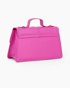 TATOO - Borsetta fuxia con manico, patta in saffiano e profili in vernice - MADE IN ITALY