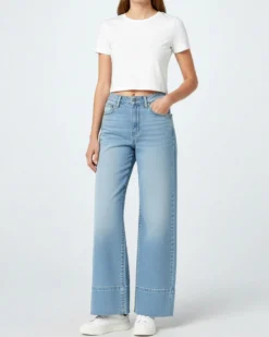 TATOO - JEANS CHIARO WIDE LEG DA DONNA ELASTICIZZATI