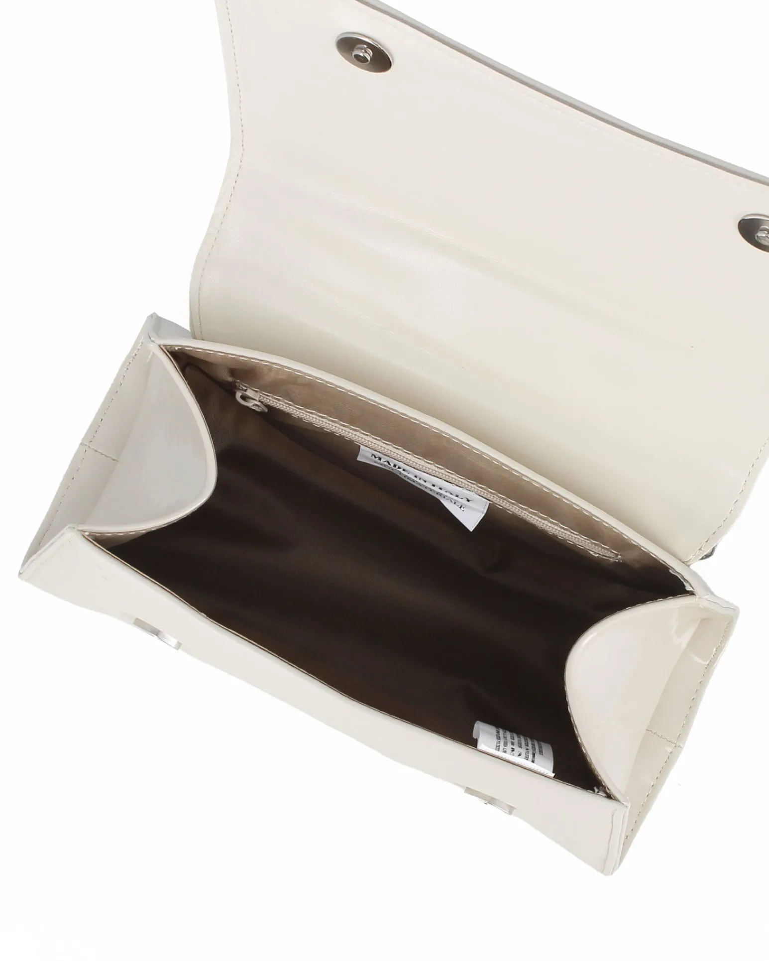 TATOO - Minibag beige con patta ad onda, manico e catena
