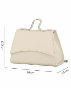 TATOO - Minibag beige con patta ad onda, manico e catena