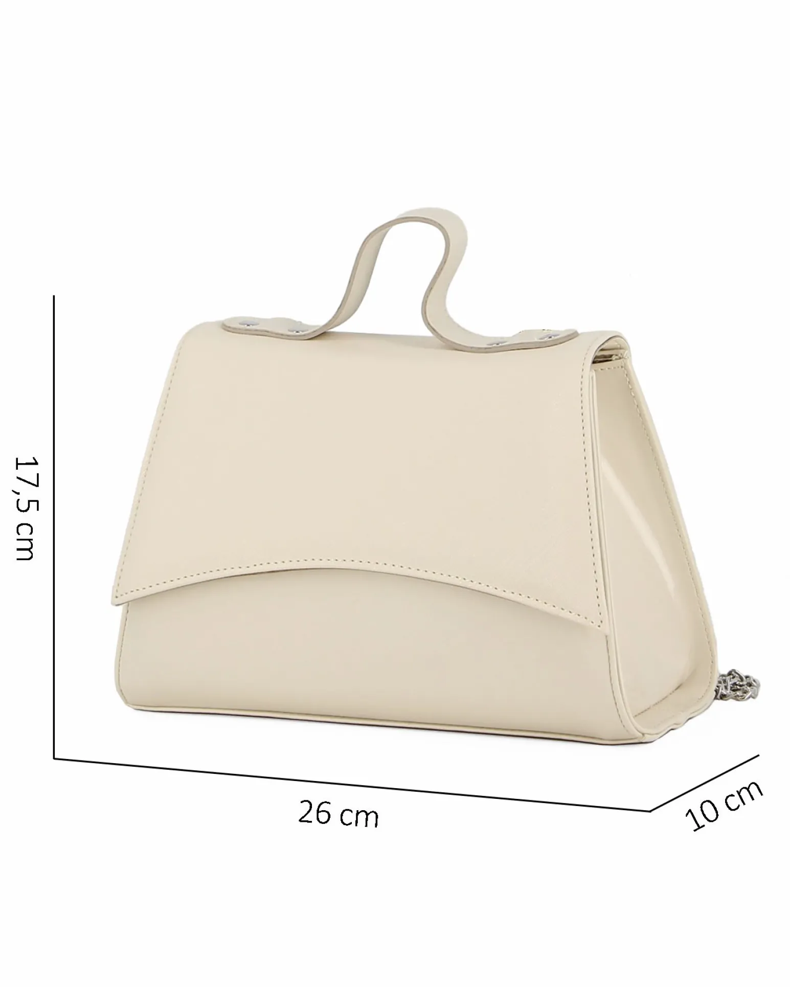 TATOO - Minibag beige con patta ad onda, manico e catena