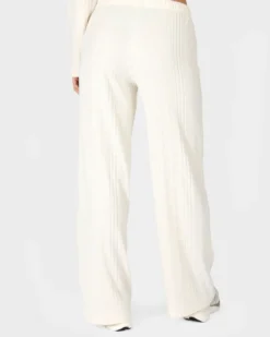 TATOO - PANTALONE PALAZZO A COSTINE BIANCO DA DONNA