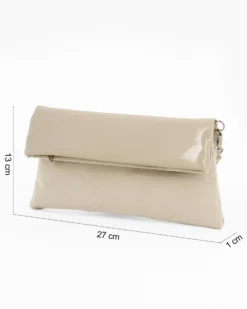 TATOO - Pochette beige in camoscio con patta