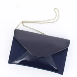 TATOO - Pochette blu multimateriale con patta, MADE IN ITALY