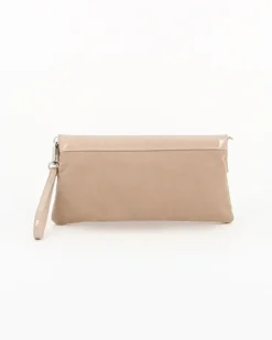 TATOO - Pochette nude in camoscio con patta