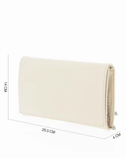 TATOO -POCHETTE PANNA CON PATTA E TRACOLLA - MADE IN ITALY
