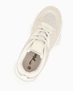 TATOO - Sneakers beige in strass con lacci