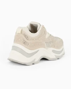 TATOO - Sneakers beige in strass con lacci