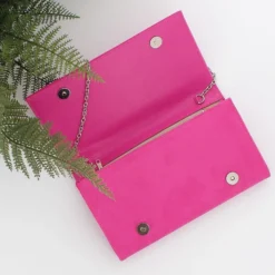 TATOO - Tracolla camoscio fucsia con patta, MADE IN ITALY