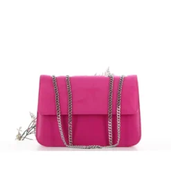 TATOO - Tracolla fucsia multimateriale con patta, MADE IN ITALY
