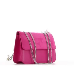 TATOO - Tracolla fucsia multimateriale con patta, MADE IN ITALY