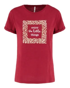 TATOO - Tshirt manica corta con stampa e scritta rossa in cotone