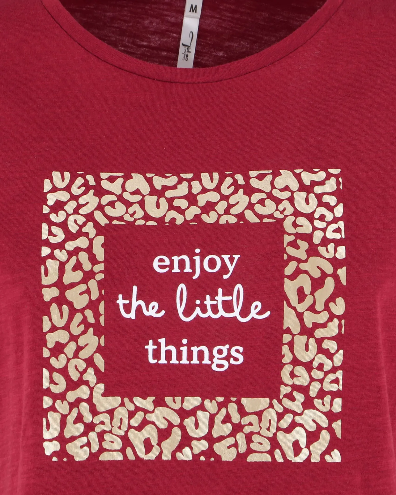 TATOO - Tshirt manica corta con stampa e scritta rossa in cotone