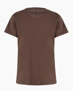 TATOO - Tshirt manica corta con stampa e scritta marrone in cotone