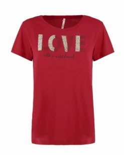 TATOO - Tshirt manica corta con scritta rossa in cotone