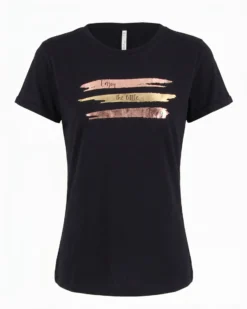 TATOO - Tshirt manica corta con stampa e scritta nera in cotone