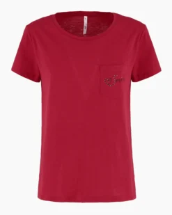TATOO - Tshirt manica corta con taschino rosso in cotone