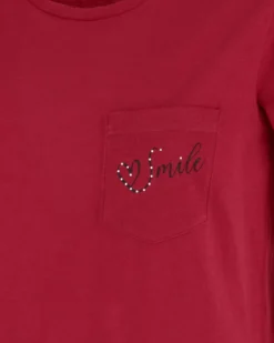 TATOO - Tshirt manica corta con taschino rosso in cotone