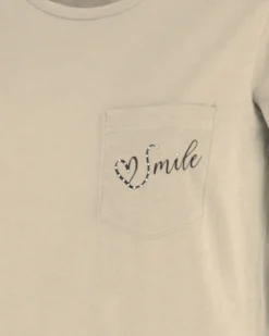 TATOO - Tshirt manica corta con taschino beige in cotone
