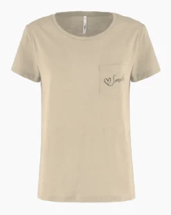 TATOO - Tshirt manica corta con taschino beige in cotone