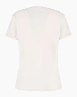 TATOO - Tshirt manica corta con stampa e scritta beige in cotone