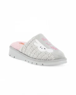 TIGLIO - Pantofola grigia da donna con pelliccia interna, MADE IN ITALY