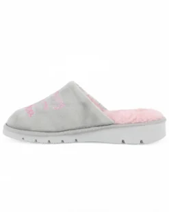 TIGLIO - Pantofola grigia da donna con pelliccia interna, MADE IN ITALY