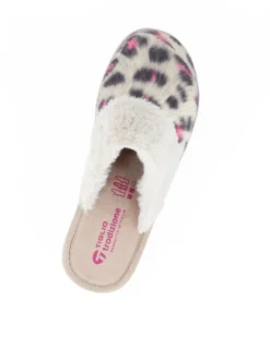 TIGLIO - Pantofola leopardata beige con pelliccia, MADE IN ITALY