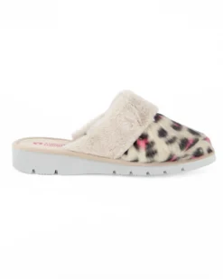 TIGLIO - Pantofola leopardata beige con pelliccia, MADE IN ITALY