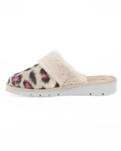TIGLIO - Pantofola leopardata beige con pelliccia, MADE IN ITALY