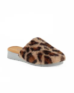 TIGLIO - Pantofola leopardata camel, MADE IN ITALY