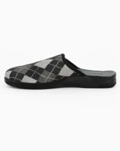 TIGLIO - Pantofola nera da uomo con sottopiede in VERA PELLE, MADE IN ITALY