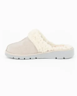 TIGLIO - Pantofole beige con pelliccia interna, MADE IN ITALY