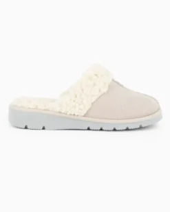 TIGLIO - Pantofole beige con pelliccia interna, MADE IN ITALY
