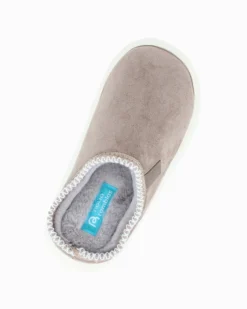 TIGLIO RAMBLAS - Pantofola beige scamosciata da donna con pelliccia interna