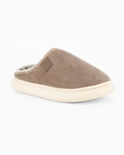 TIGLIO RAMBLAS - Pantofola beige scamosciata da donna con pelliccia interna