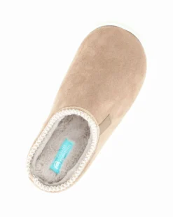 TIGLIO RAMBLAS - Pantofola beige scamosciata da uomo con pelliccia interna