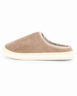 TIGLIO RAMBLAS - Pantofola beige scamosciata da uomo con pelliccia interna