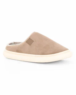 TIGLIO RAMBLAS - Pantofola beige scamosciata da uomo con pelliccia interna