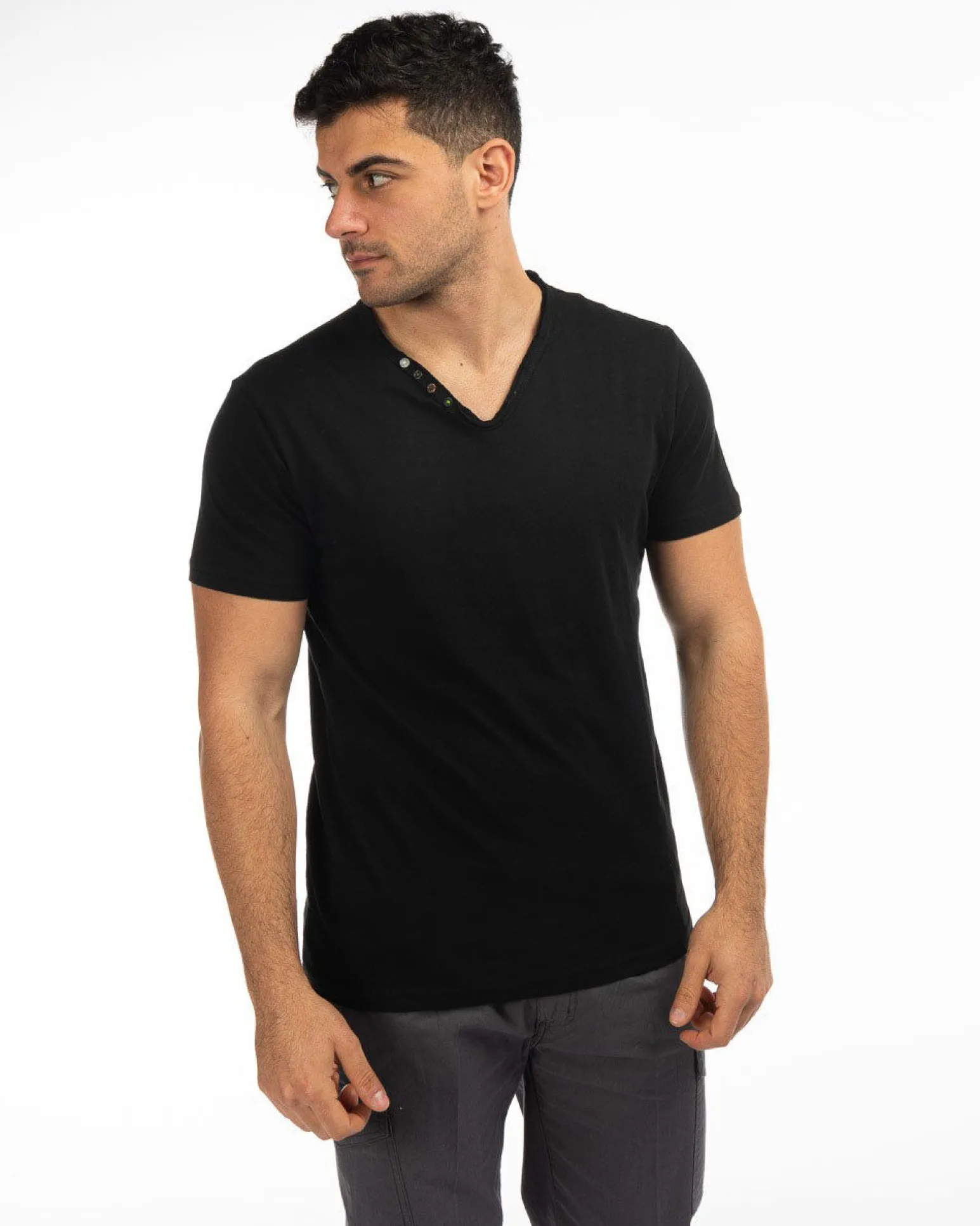 TSHIRT MANICA CORTA SCOLLO V TAGLIO VIVO