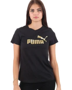 T-SHIRT MM ESS+ GLITTER BIG LOGO BLK-GOL