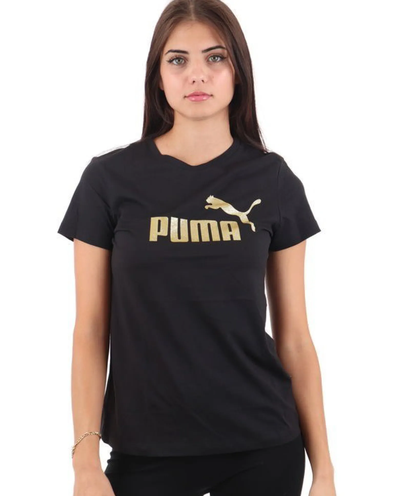 T-SHIRT MM ESS+ GLITTER BIG LOGO BLK-GOL