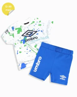 UMBRO - Completo mezza manica neonato 12-30 mesi bianca in cotone