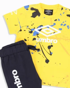 UMBRO - Completo mezza manica neonato 12-30 mesi giallo in cotone